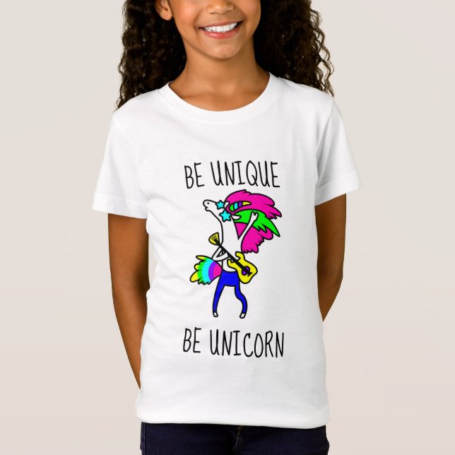 Var unik var Unicorn Girls Bra Jersey T-Shirt (Framsida)