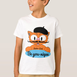 Var unik (Var unik) Tecknad Mustasch katt Blå T Shirt