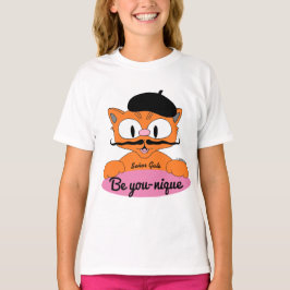 Var unik (Var unik) Tecknad Mustasch katt Rosa T Shirt