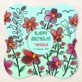VÅR UNIQUE RED DOODLE FLOWERS BIRTHDAY UNDERLÄGG PAPPER