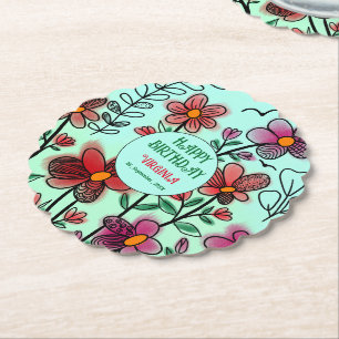VÅR UNIQUE RED DOODLE FLOWERS BIRTHDAY UNDERLÄGG PAPPER