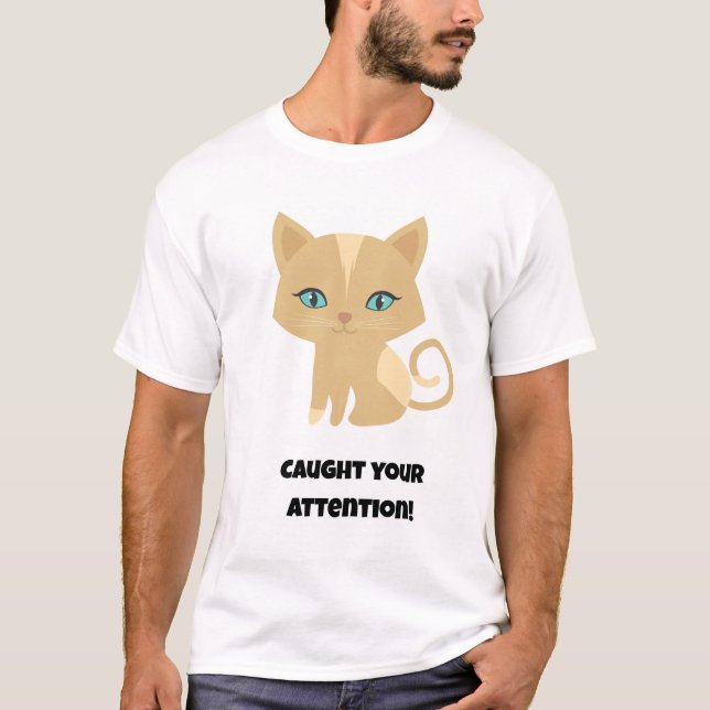 Var uppmärksam! Funny Cat T Shirt (Framsida)