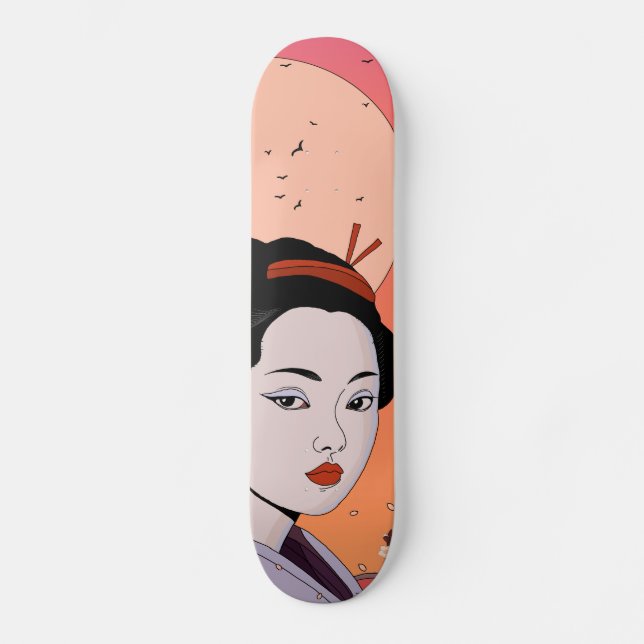 Var Vacker Geisha Flicka Mini Skateboard Bräda 18,5 Cm (Framsida)