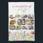 Vår vackra familjs Söt Wildblomma 11-foto Kökshandduk<br><div class="desc">Söt personlig av vildblomskhanddukar med 11 av dina favoritfoton och anpassningsbarnas titel, t.ex. "vår vackra familj". Bilderna visas i rundade rektangulära former och om du har problem med placeringen kan du prova att beskära bild till vågräts liggande form och ladda upp dem på nytt. Utformningen har delikata blommor av vild...</div>