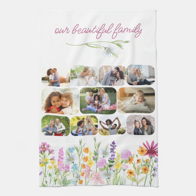 Vår vackra familjs Söt Wildblomma 11-foto Kökshandduk (Vertikal)