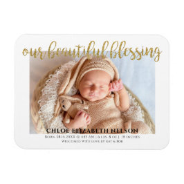 Vår vackra välsignelse Elegant Glitter Baby i Guld Magnet