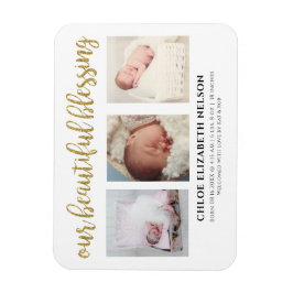 Vår vackra välsignelse med 3 foto Guld Glitter enk Magnet