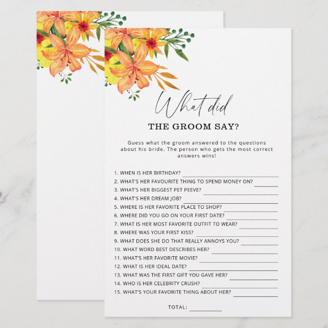 Vår Vad sa brudgummen möhippa spel? (Fram/baksida)