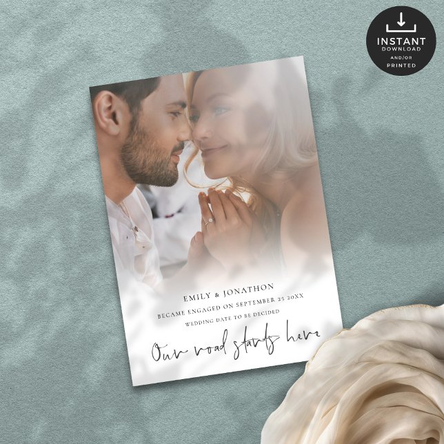 Vår väg börjar här Photo Förlovning Meddelande (Skapare uppladdad)