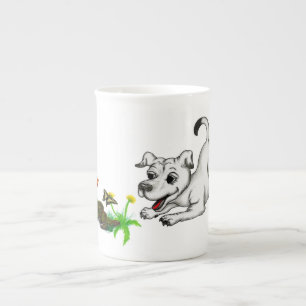 Vår vaken, valp med fjäril benporslin mugg