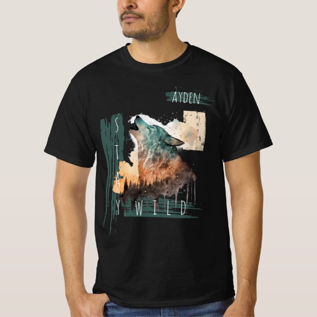 "Var Väldig" Hurlande Varg Anpassningsbar   T Shirt (Framsida)