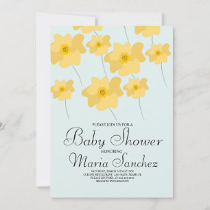 Vår vallmo gul djärv blomster baby shower pastell inbjudningar