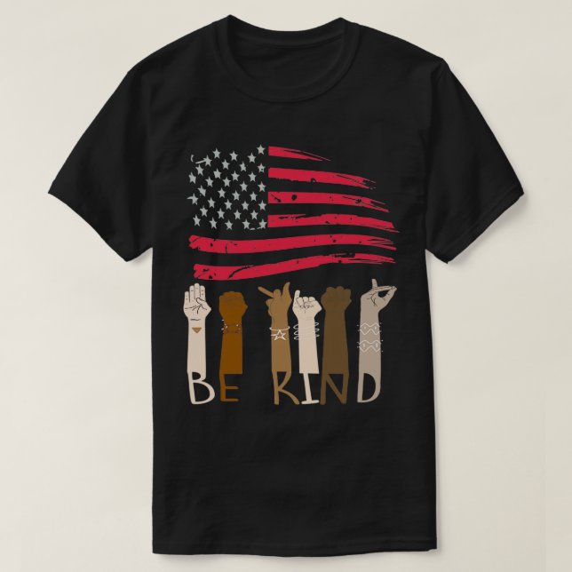 Var vänlig 4:e juli Patriotic American Flagga Prin T Shirt (Design framsida)