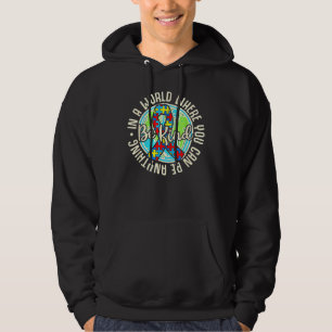 Var vänlig Autism Awareness Puzzle Earth Cute Fami Hoodie