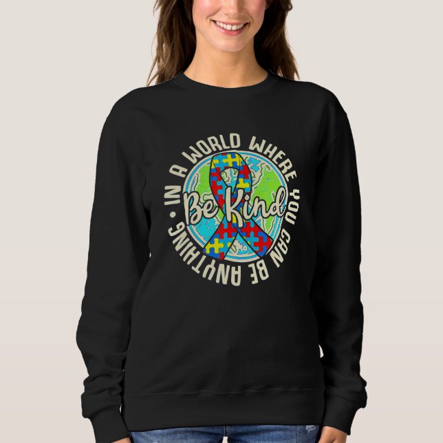Var vänlig Autism Awareness Puzzle Earth Cute Fami T Shirt (Framsida)