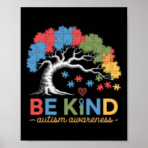 Var vänlig Autism Awareness Puzzle Träd Inclusion Poster