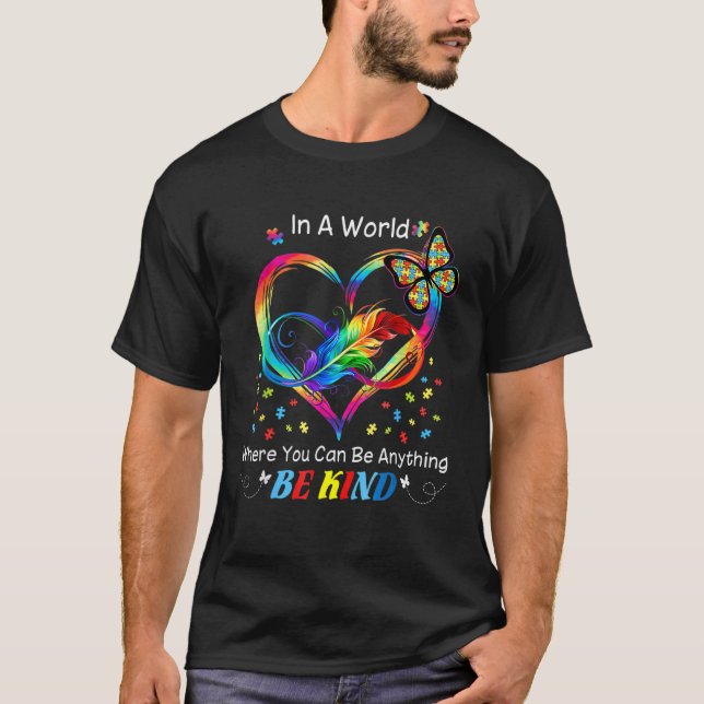 Var vänlig Autism Butterfly Puzzle Infinity Heart  T Shirt (Framsida)