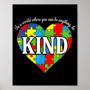 Var vänlig autism medvetenhet t-shirt - söt pussel poster