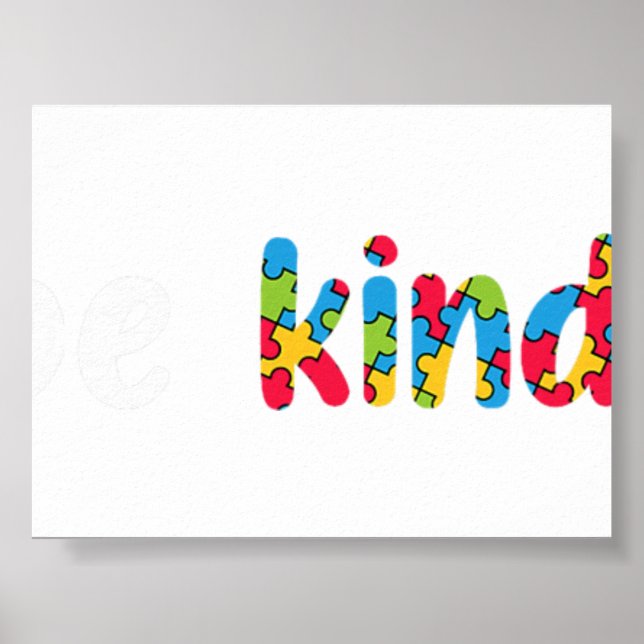 Var vänlig Färgglada Pusselbitar Autism Medvetenhe Poster (Framsidan)