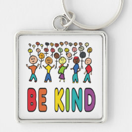 Var vänlig fyrkantig silverfärgad nyckelring