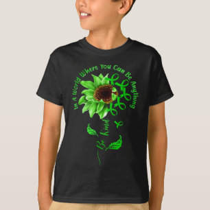 Var vänlig Grönt Ribbon Solros Mental Health Medve T Shirt