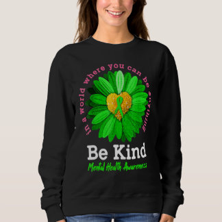 Var vänlig Grönt Ribbon Solros Mental Health Medve T Shirt