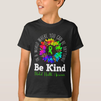 Var vänlig Grönt Ribbon Solros Mental Health Medve T Shirt