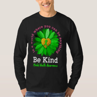Var vänlig Grönt Ribbon Solros Mental Health Medve T Shirt