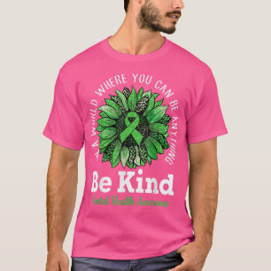 Var vänlig Grönt Ribbon Solros Mental Health Medve T Shirt