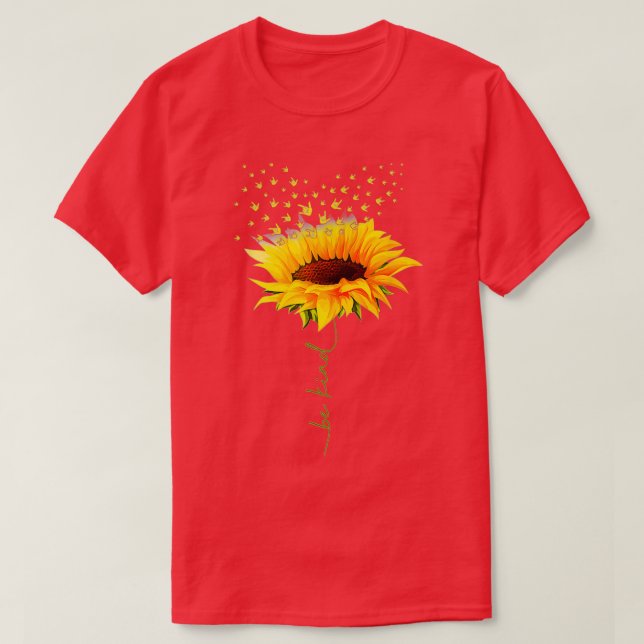 Var vänlig Hippie-solros i Kärlek, Döv ASL-tecken T Shirt (Design framsida)