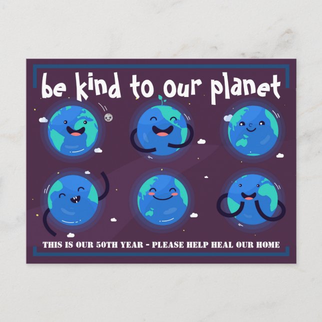 Var vänlig mot vår planet - Miljödagen Vykort (Framsida)