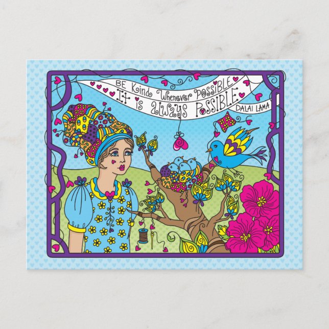 Var vänlig närhelst det är möjligt_ vykort (Framsida)