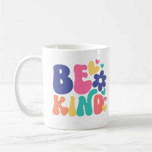 Var vänlig och färgstark med hjärter och blommor kaffemugg