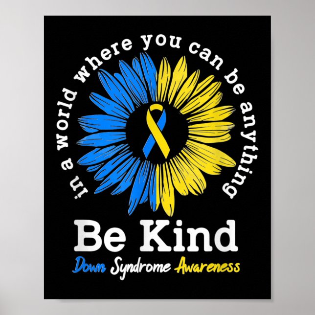 Var vänlig och nedåt Syndrome Awareness Ribbon Sol Poster (Framsidan)