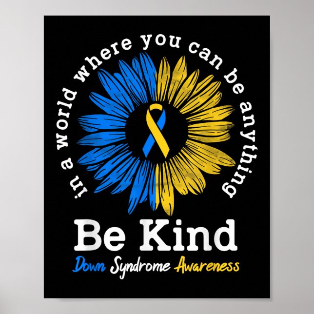 Var vänlig och nedåt Syndrome Awareness Ribbon Sol Poster (Framsidan)