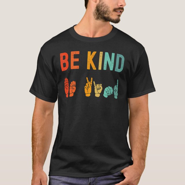 Var vänlig och signalera - språk - enhets-dag för  t shirt (Framsida)