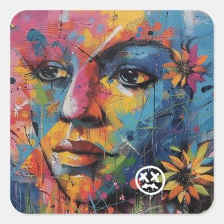 Var vänlig och...Stickers Fyrkantigt Klistermärke