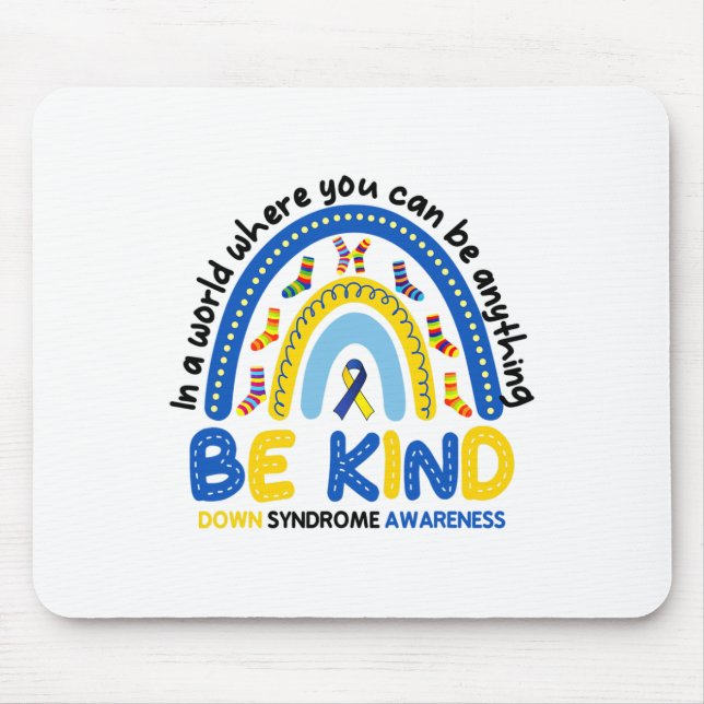 Var vänlig Rainbow World Down Syndrome Awareness 1 Musmatta (Framsidan)