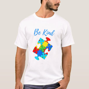 Var vänliga Autism Awareness Colorful Puzzle Biet T Shirt