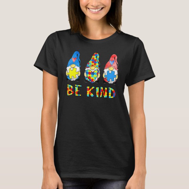 Var vänliga Autism Awareness Gnomes Kids 3 T Shirt (Framsida)