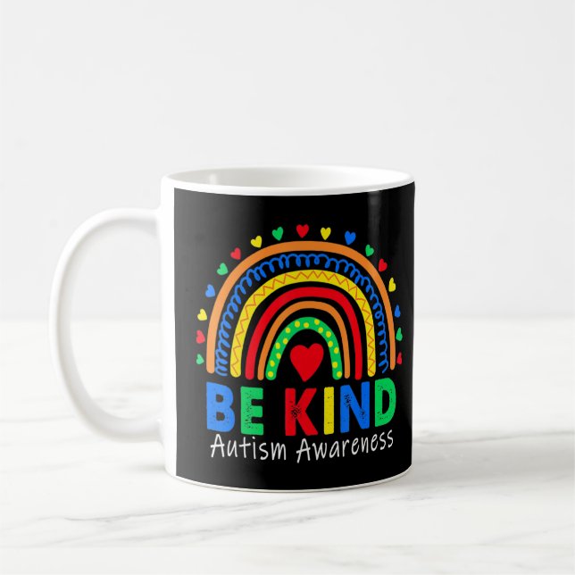 Var vänliga Autism Rainbow Autism Awareness Day Kaffemugg (Vänster)