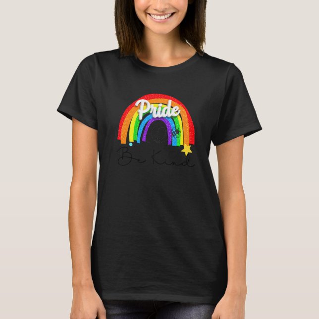 Var vänliga Bee Rainbow Lgbtq+ Gay Les Pride Asl T Shirt (Framsida)