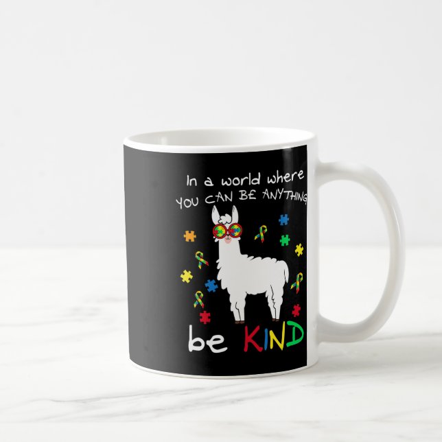 Var vänliga Llama Puzzle Biet Coola Autism Awarene Kaffemugg (Höger)