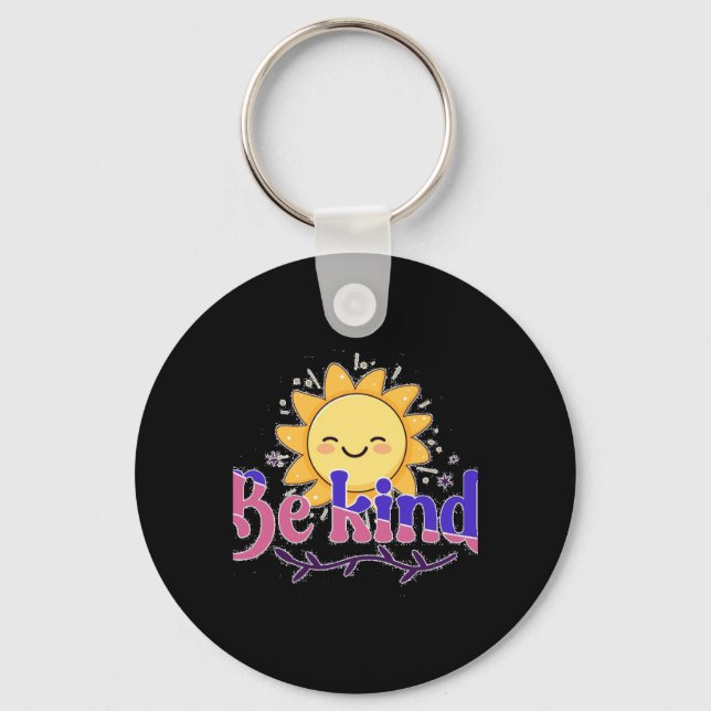 Var vänliga och log Sunshine Cute Positive Message Nyckelring (Framsida)