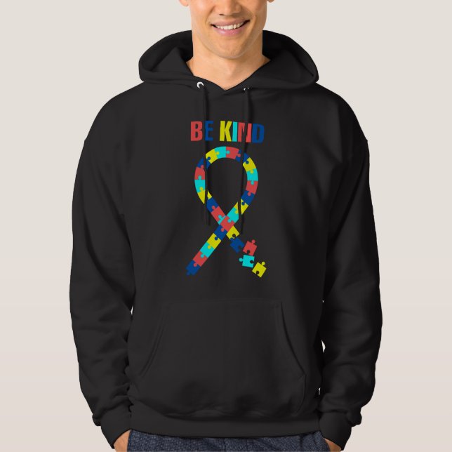 Var vänliga och lyhörda för världsautismens medalj hoodie (Framsida)