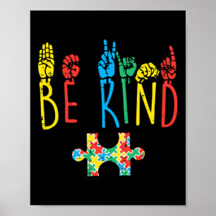 Var vänliga och signera Autism Awareness för språk Poster