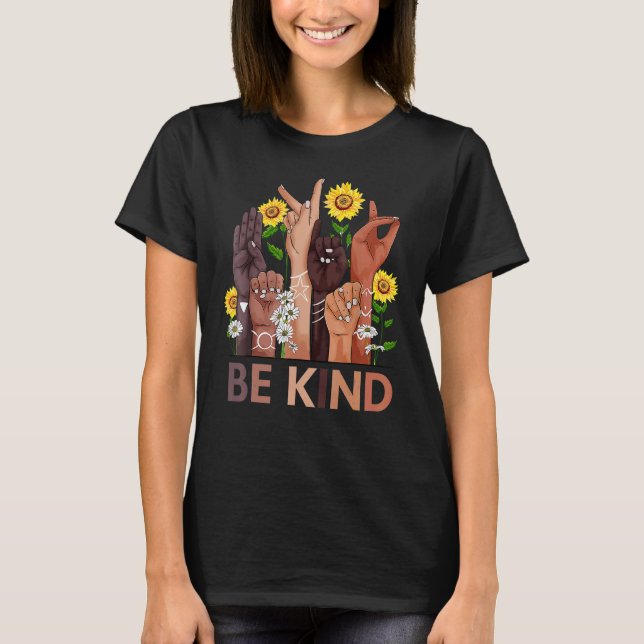 Var vänliga och skriv språk Hand Anti Bullying UnI T Shirt (Framsida)