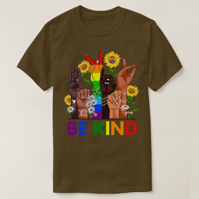 Var vänliga och skriv språk Hand och prata om HBTT T Shirt (Design framsida)