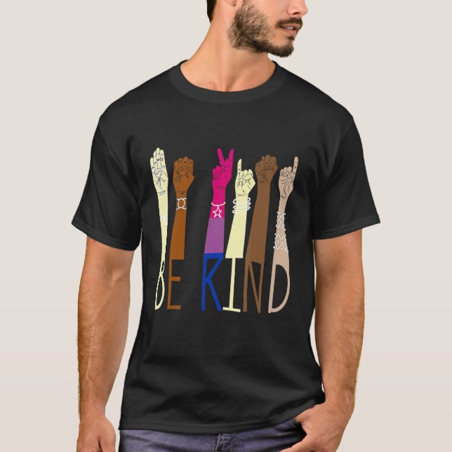 Var vänliga och skriv språkhandssamtalen HBT Bisex T Shirt (Framsida)