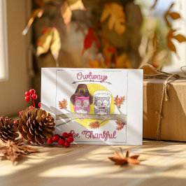 Var vänliga och tacksamma Pilgrim Uggla Thanksgivi Helgkort